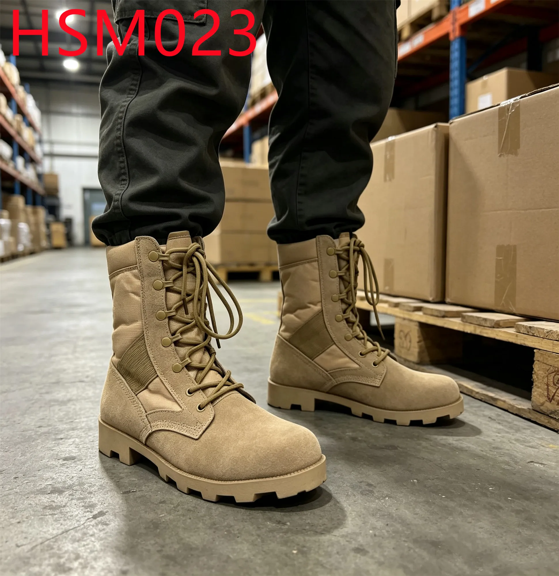 XYM,Field Drill Vulcanized Rubber Sole Hua Singh Combat Boots Nigeria Tear-Proof Suede Leather Mulyi-Terrain Desert Boots HSM023