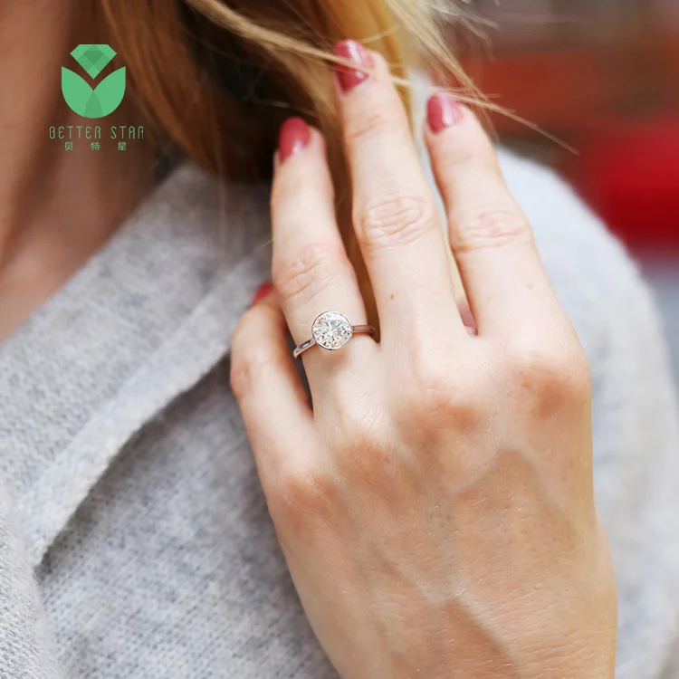 Perfect New Design Engagement Ring Man Made Diamond Ring Real Synthetic ...