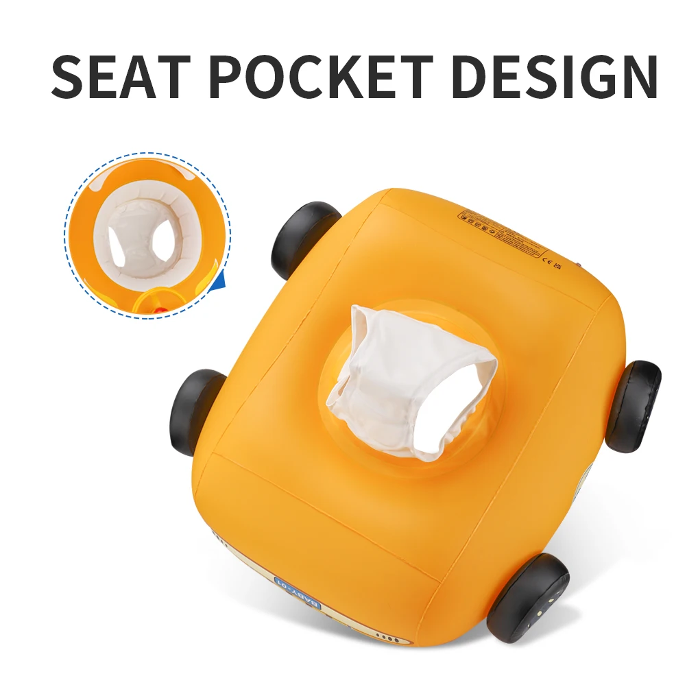 Swimbobo Inflatable Car Swimming Seat Boat Floating Ring Children Water Toy Steering Baby Swim Pool Float Ring With Canopy
