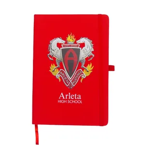 A5 Wholesale Linen Fabric Rigid Cover Custom Printed Office Stationary Notebook Journals with Elastic Band