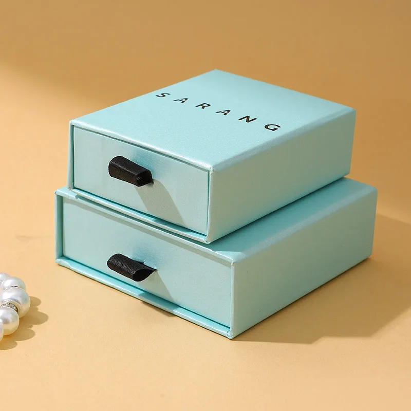 Premium Rectangle Mint Green Gift Box Jewelry Drawer Box Set with Paper Bag PVC Zipper Bag Thank You Card Custom Logo Packaging supplier