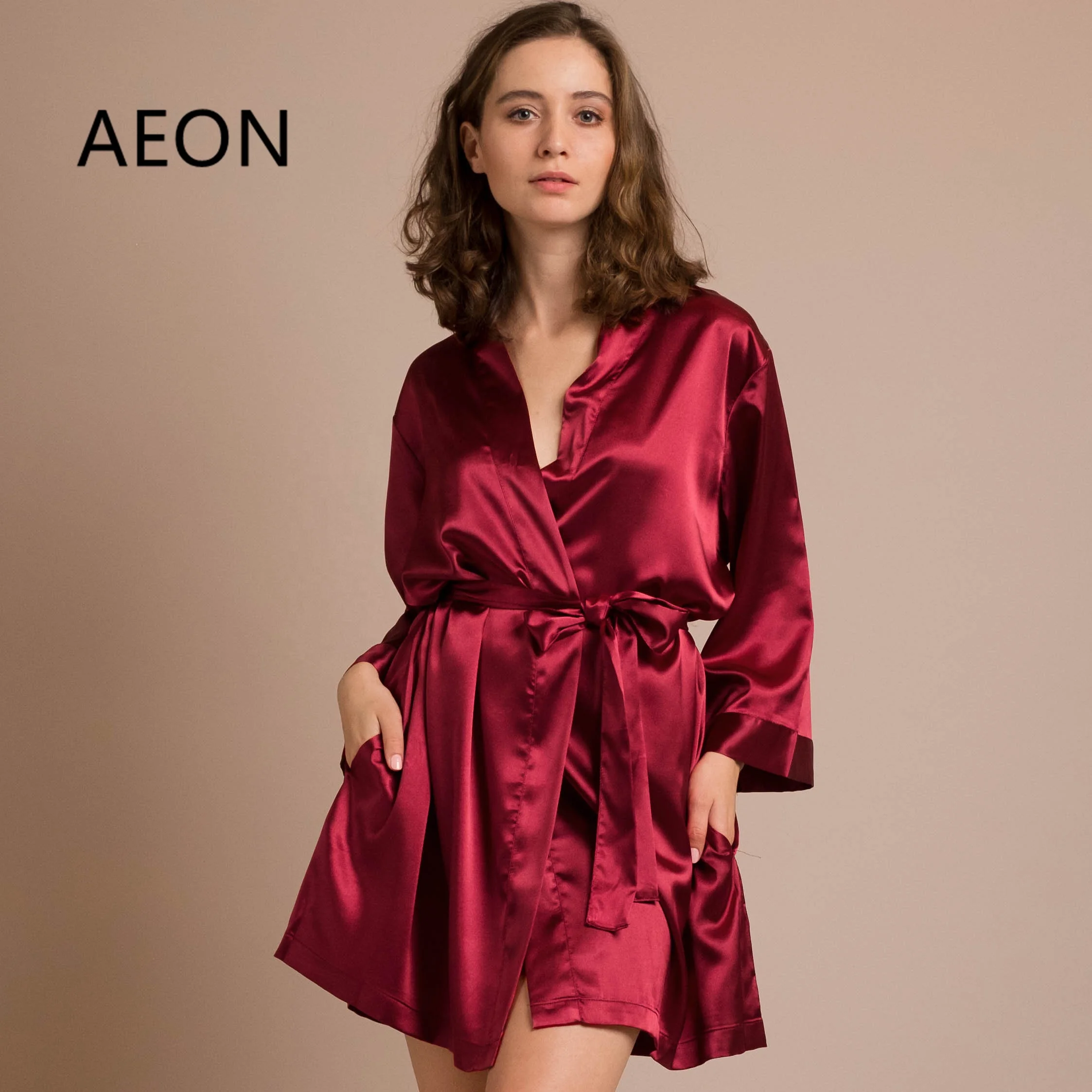 Burgundy on sale silk robe