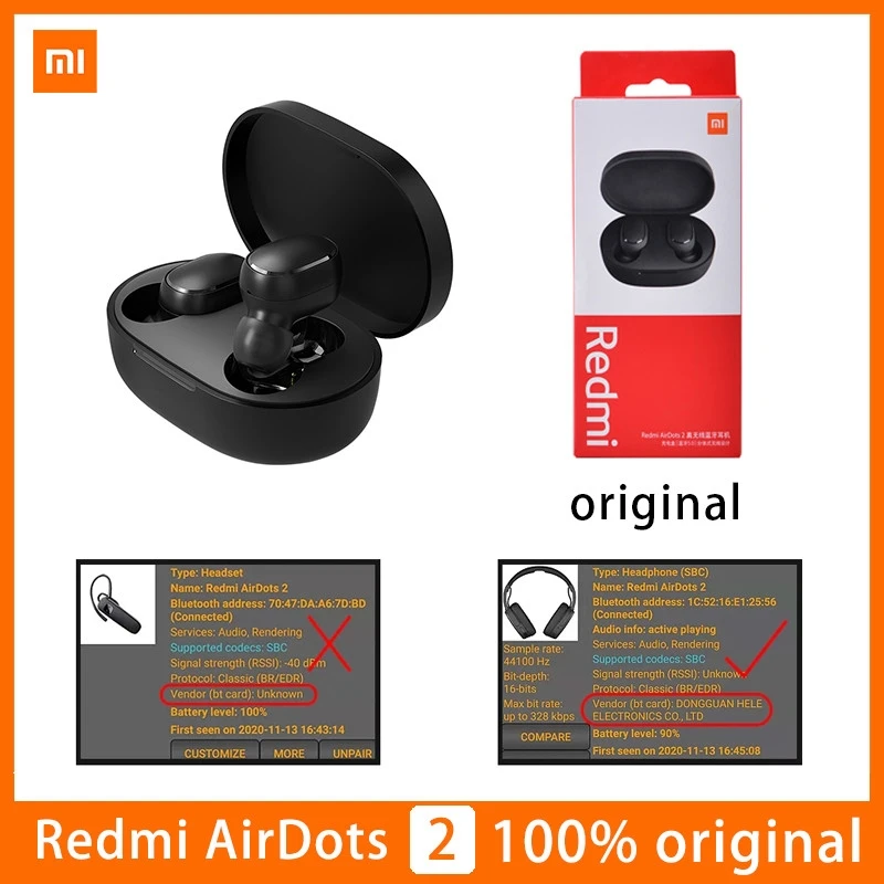Xiaomi Auriculares Wireless Ear phones Waterproof Global Mi Earbuds Basic Redmi Airdots 2 In Ear xiaomi Airdots 2 Redmi S - ANKUX.COM
