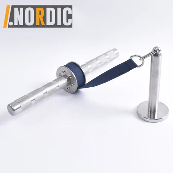 304 Stainless Steel Arm Wrestling Strength Training Fat Wrist and Forearm Blaster Forearm Roller Handle with Adjustable Straps
