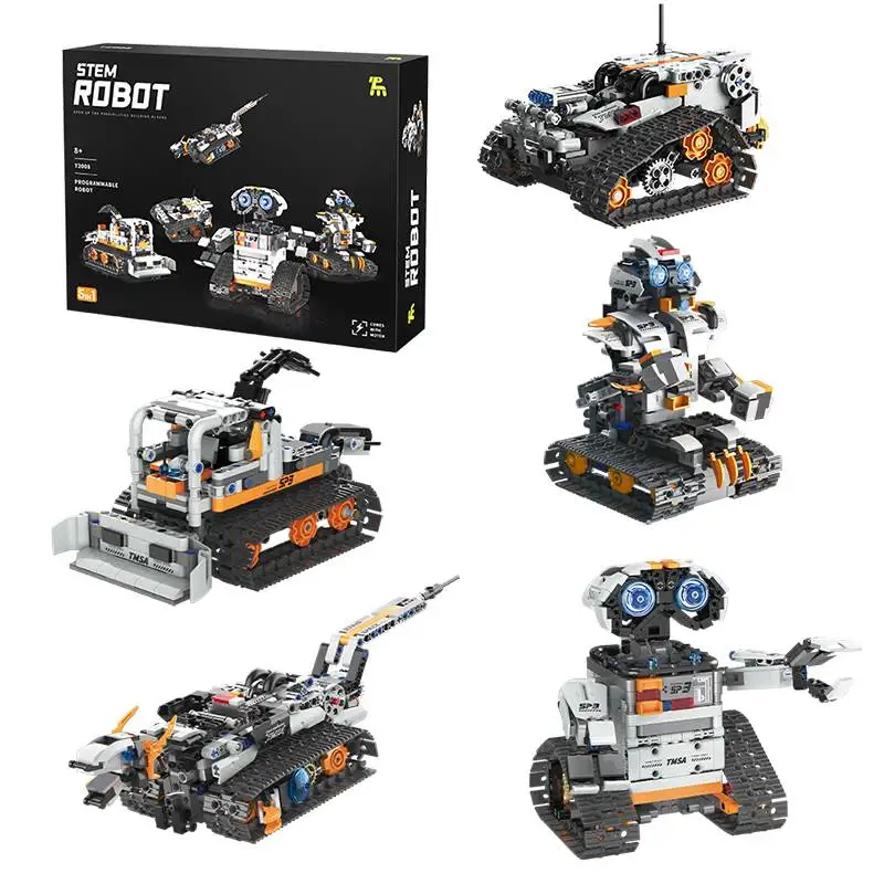 5 in 1 Programmed Robot Toy Building Blocks Remote Control Car Diy Small Particle Model Building Blocks