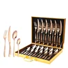 Coffret en bois or rose, ensemble de 24 pièces