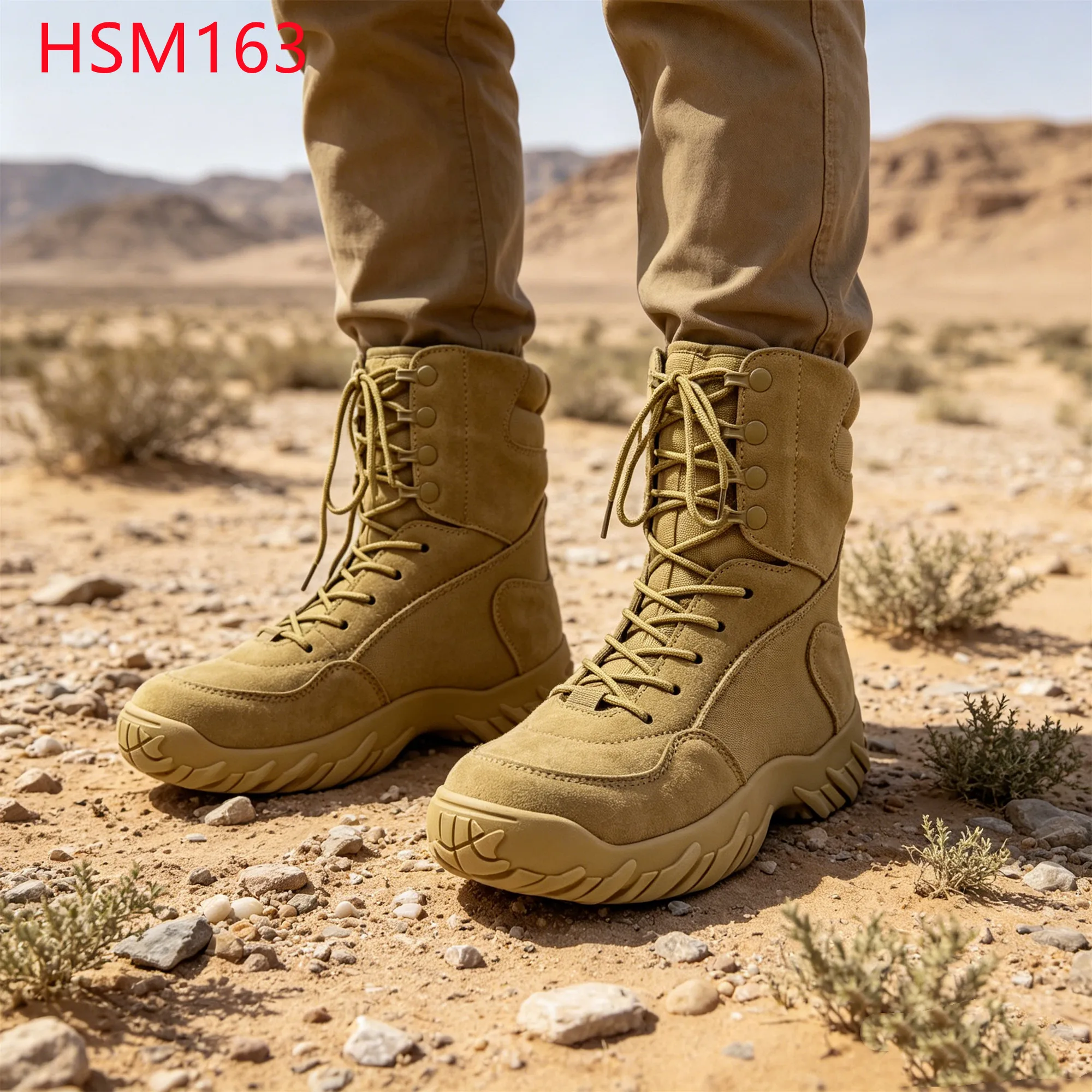 LXG, Bottes de marche en désert en daim de qualité supérieure pour la randonnée en montagne, bottes de combat avec semelle extérieure cousue, destinées aux missions de sécurité et de blocage routier, modèle HSM163