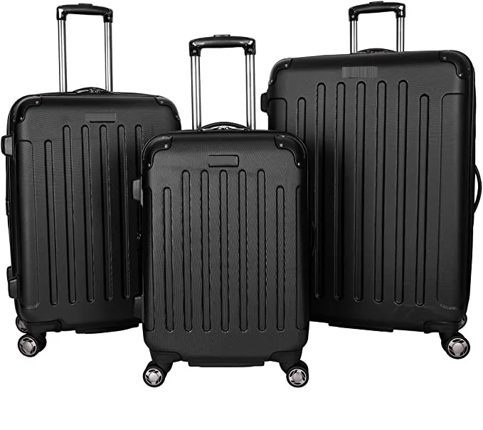 Reaction Renegade 3-Piece Luggage Expandable 8-Wheel Spinner Lightweight  Hardside Travel Suitcase Set, Black, (20