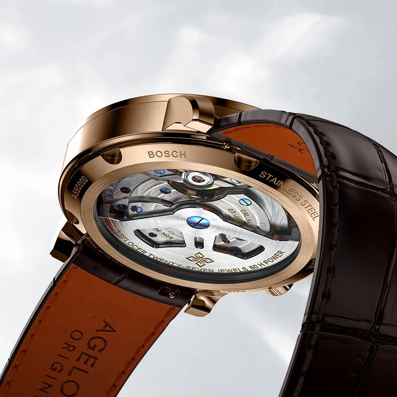 AGELOCER Original World Time Watch Men Gold Watch Business Formal Automatic Mechanical Watch Diamond Watch Birthday Gift for Men