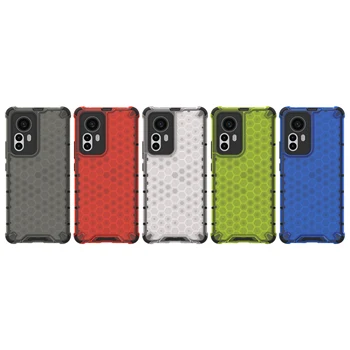 2 in 1 Design Mobile Cover for Xiaomi 12 Pro Enhanced Anti-Fall Protection PC Phone Case with Honeycomb Pattern