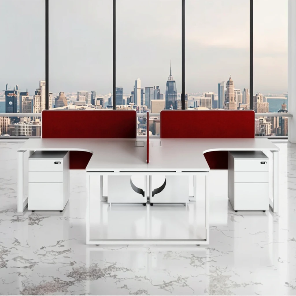 T-Shaped Modular Foldable Automatic Office Workstation Panel System Wood Frame Standing Computer Desk Storage Modern 3