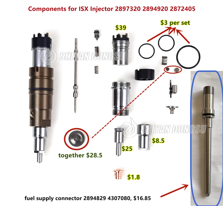 2872086 X15 Isx Diesel Fuel Injector Repair Kit 2897320 2894920 Fuel