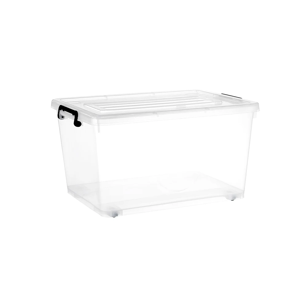 52L Transparent Plastic Storage Box With Wheels