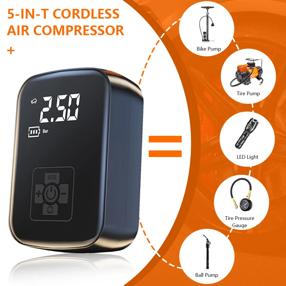150PSI Mini Electric Tire Inflator Pump ABS Digital Pressure Gauge Tire Pressure Monitor for Motorcycle Bicycle Boat AUTO Tyre - view 6