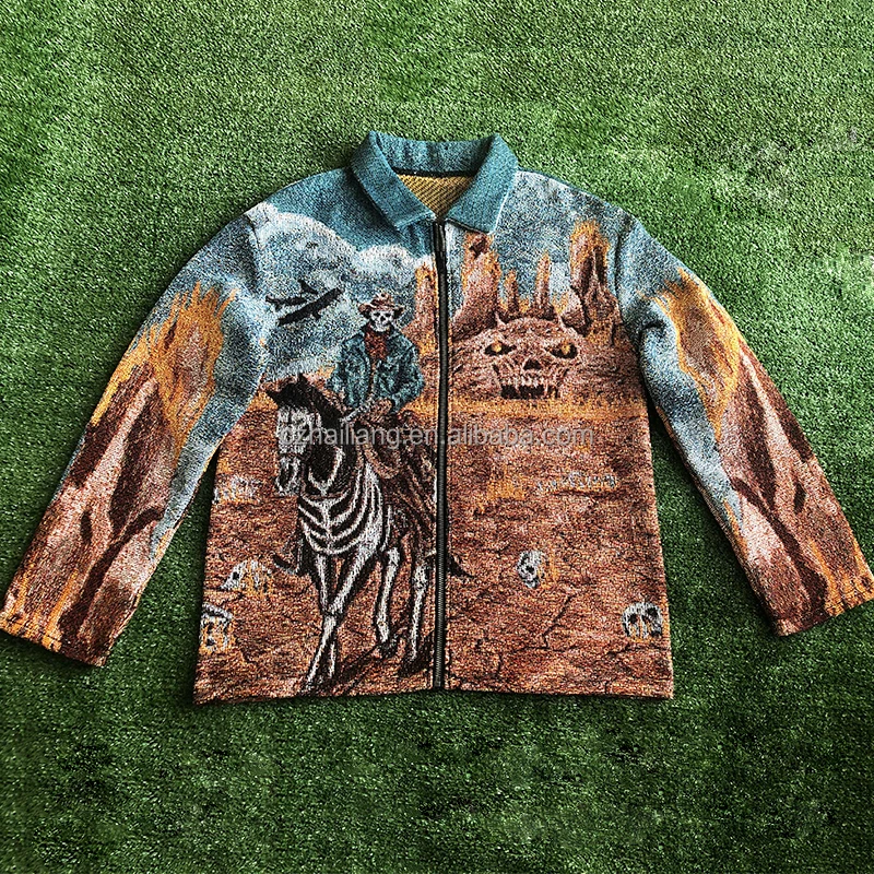 Custom Tapestry Zip Up Jackets Plus Size Men's Coats Thicken Warm