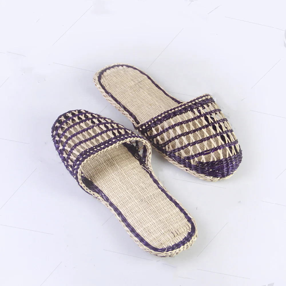 Rustic Style New Collection Attractive Rattan Seagrass Straw Slippers Outdoor Flat Weaving Sandals Slide for Women From Vietnam