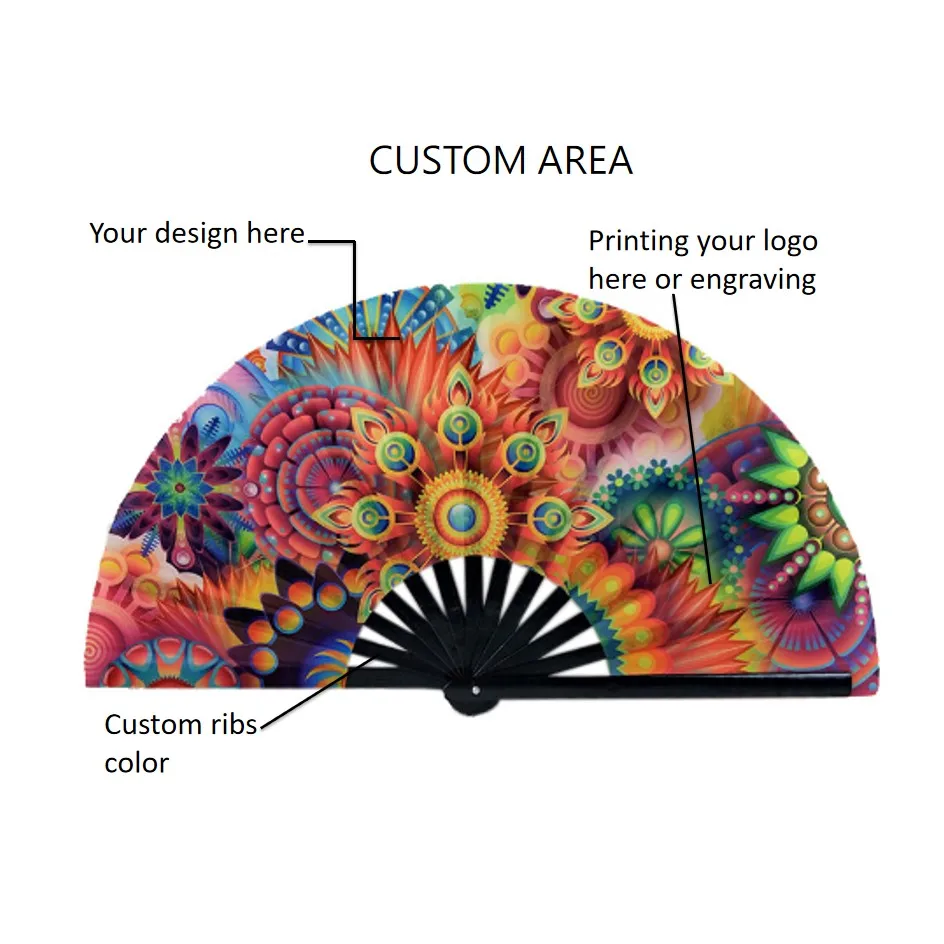 Bsbh Wholesale Custom Printed Bulk Hand Fans 33cm Large Uv Reflective