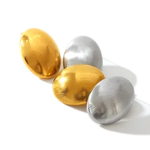 MW  Minimalist Stainless Steel Earrings 18K Gold Plated Wire Drawing Big Huge Oval Earrings  Wholesale  for Women