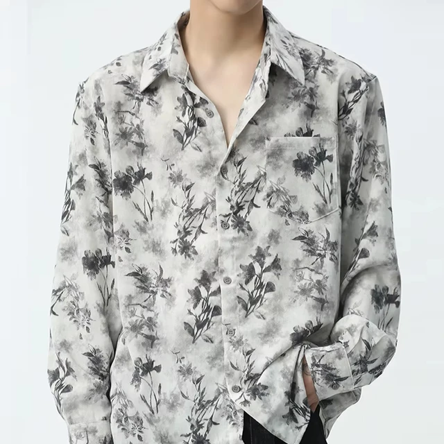 2024 Spring New Guofeng Floral Print Shirt for Men MTLCLOTHES Advanced Long Sleeve Casual Flower Anti-Pilling Poplin Slim XL
