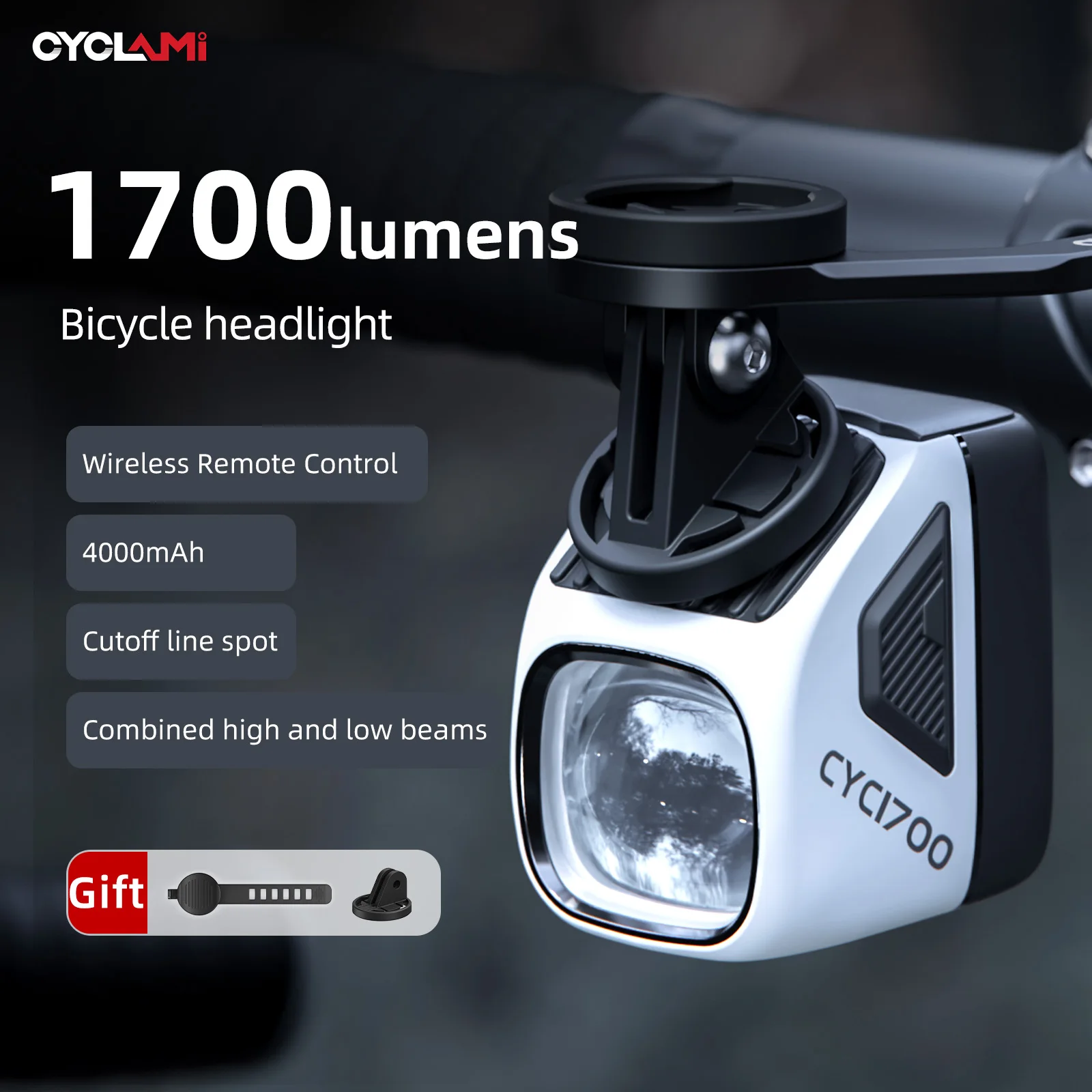 Luz Delantera Profesional para Bicicleta CYCLAMI CYC1700, 1700LM