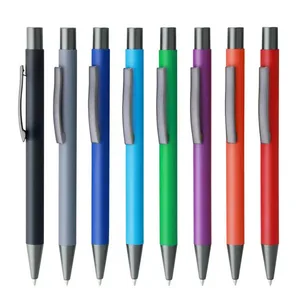 Novelty Multi-Color Press Metal Ballpoint Pen Promotional Soft Rubber With Customized Logo Printing for Office Writing