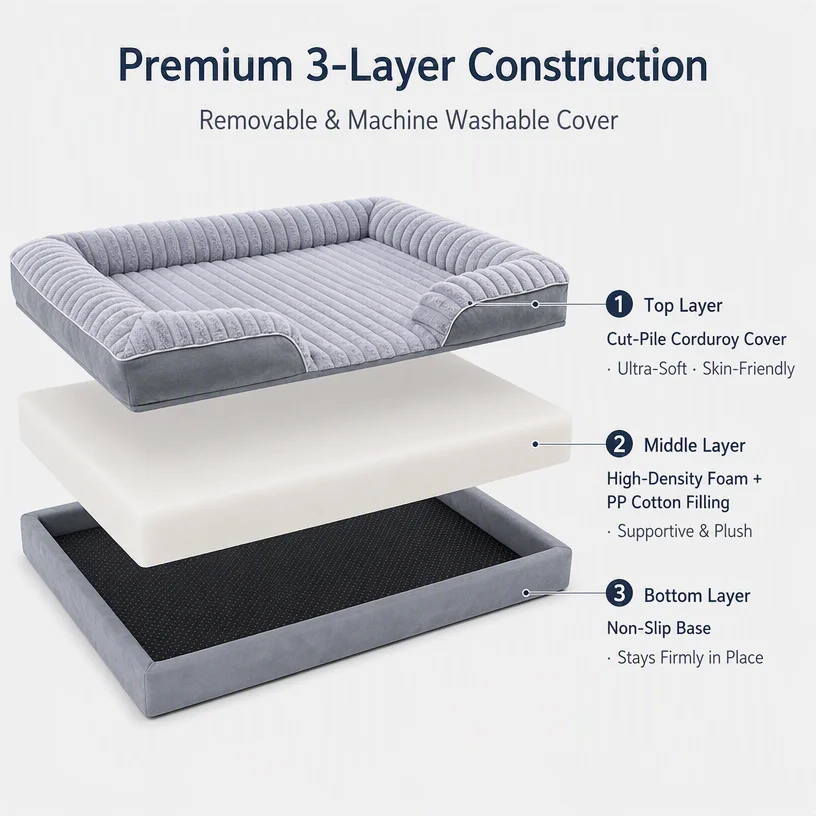 Cut Pile Corduroy Large Dog Sofa — Product details 4
