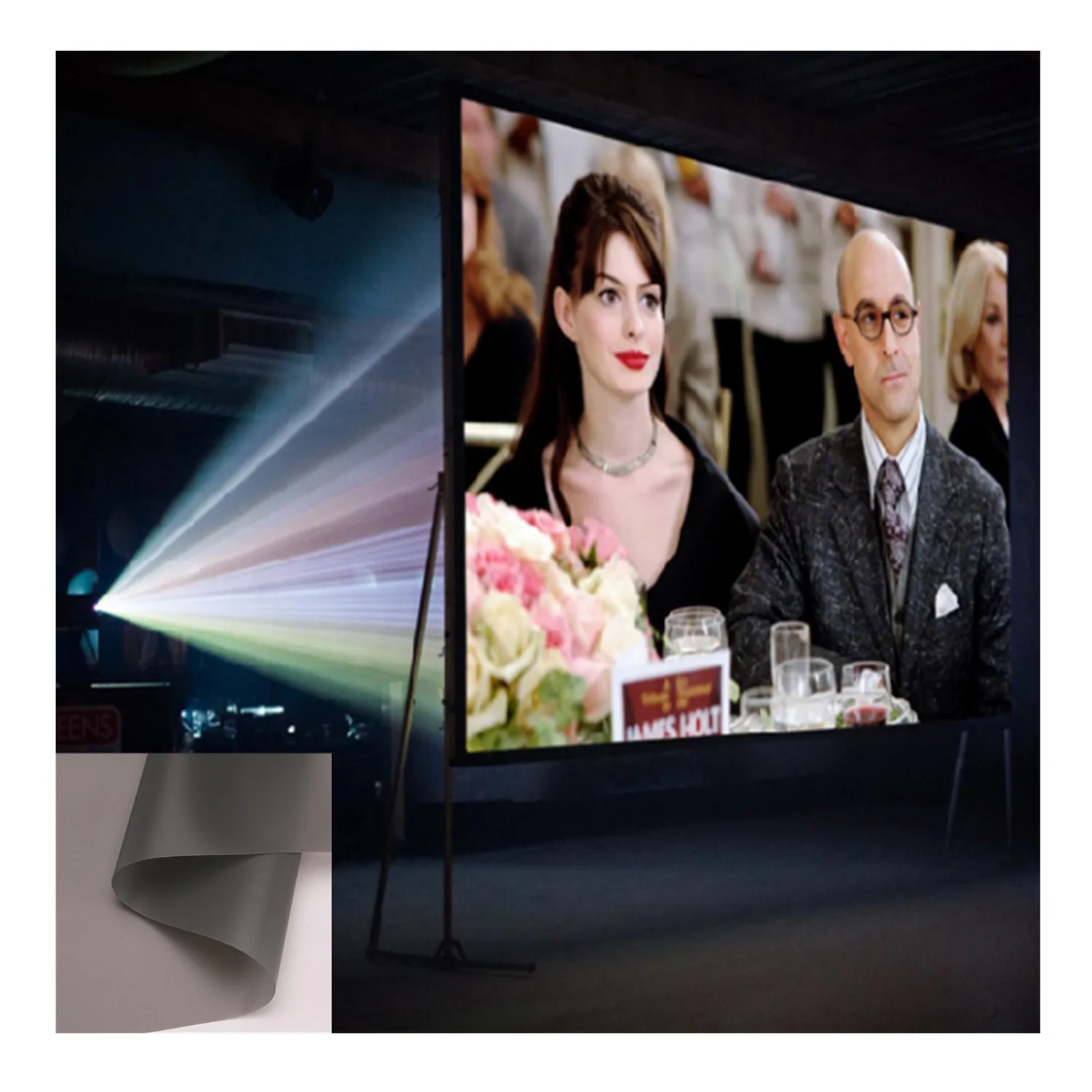 UNEED 0.3MM Transparent Screen Fabric Grey Rear Projection Film for 3D 4K Projector Screens
