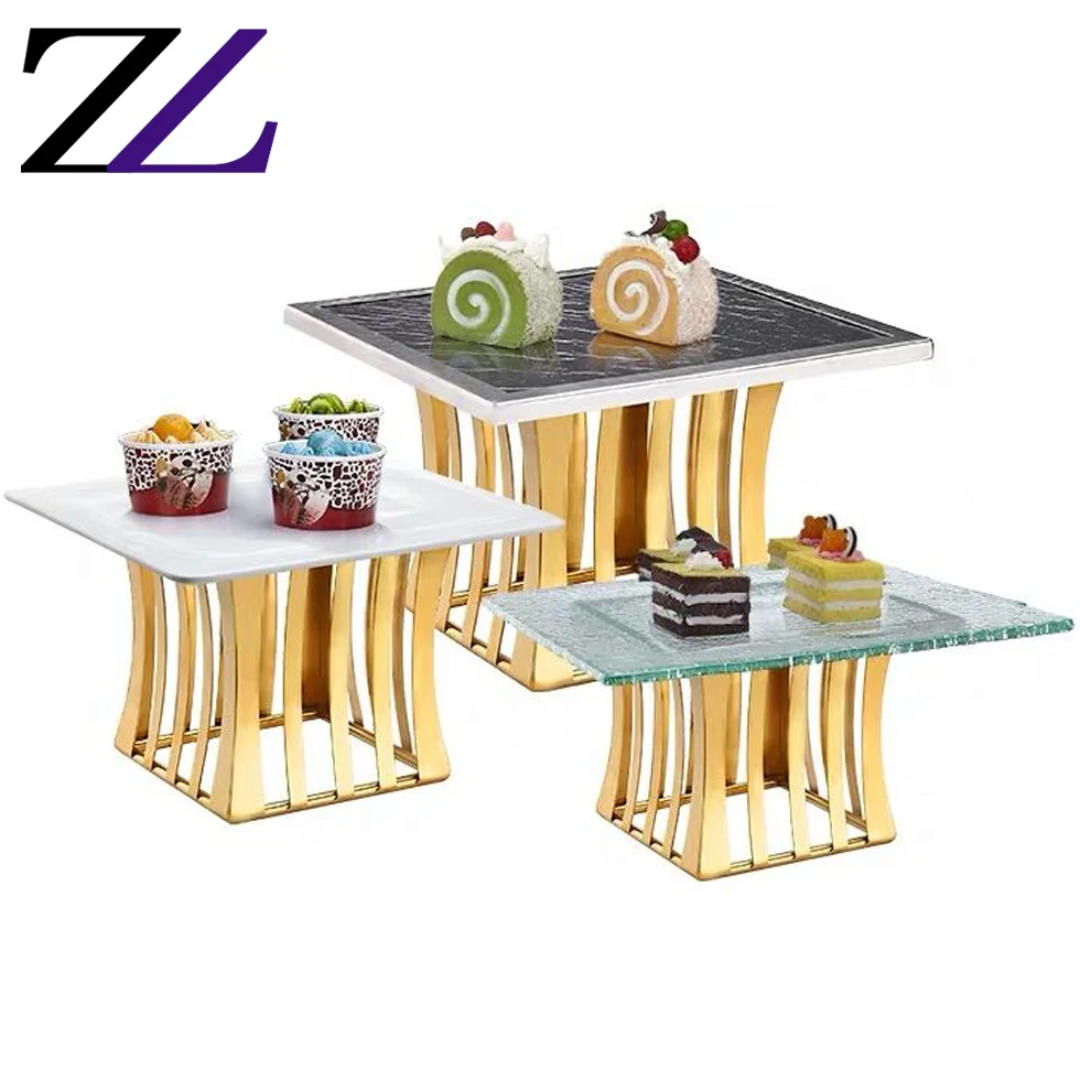 Hotel Buffet De Salon Counter Tableware Tools Design Gold Catering White Ceramic Serving Dishes Platter Buffet Plate Stand