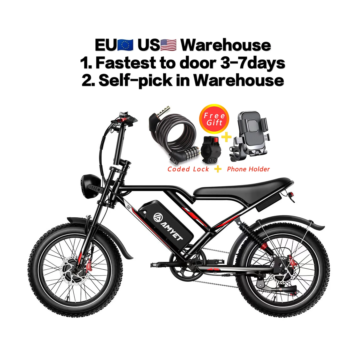 2024 Hot Sell S8 1000w Fat Tire Electric Bike 20 Inch City Adults Ebike