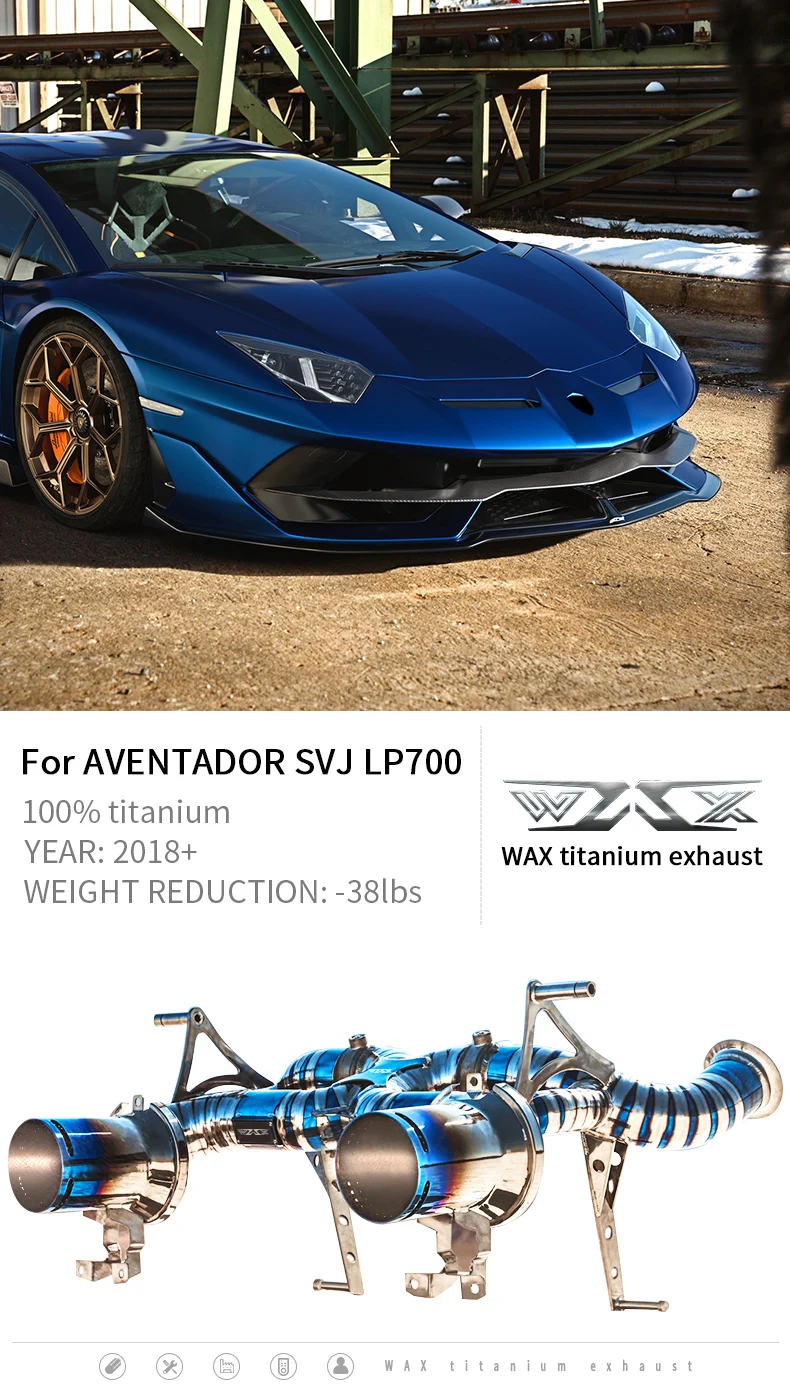 Titanium Exhaust Pipe Exhaust Catback for Lamborghini Aventador SVJ LP700 2018-2022 Titanium Exhaust Catback Sysyem