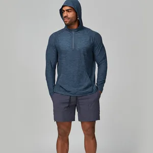 New Running Training Hooded Long-Sleeved Skin-Friendly Outdoor Hiking Jacket Cross-Border Men's Sports Quick-Dry Fitness Shirt