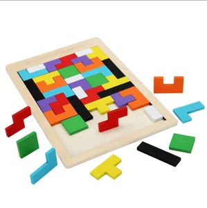 Best Selling Montessori Wooden Puzzle Toys 3D Russia Blocks Game for Age 2-4 Educational Tools