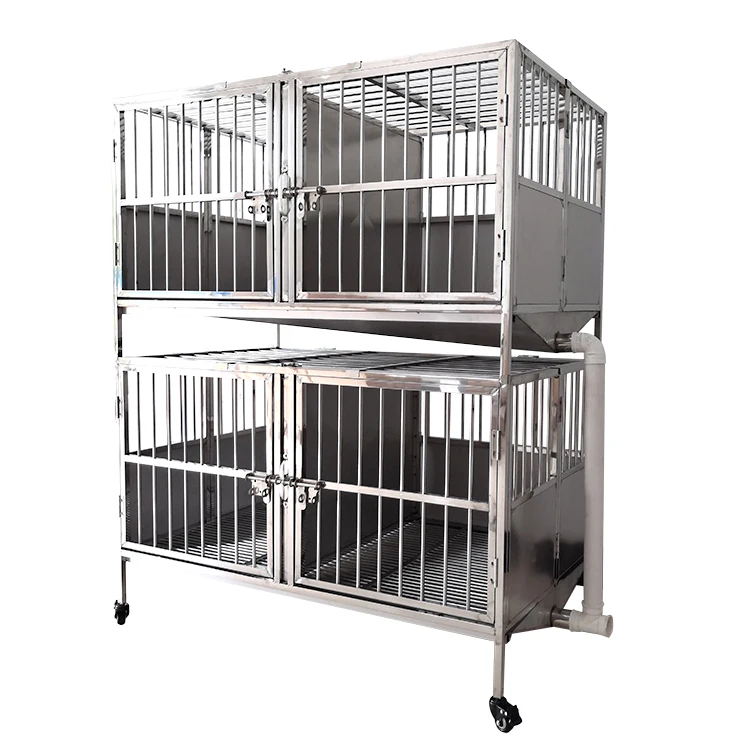 LIZE Pet Cage Double Stage Doors Funnel Dog Cage Grooming Salon Boarding  Service Heavy Duty Dog Kennel PET Stainless Steel