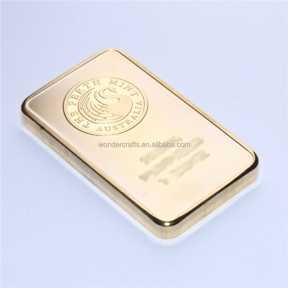 Non-Pure Gold Commemorative Ornament Gift Premium Gold Plated Alloy Collectible Bar Decorative Gilded Metal Ingot for Display