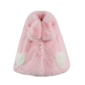 Custom Faux Fur Girls Cape Soft Plush Texture Lovely Detail Warm Winter Kids Fashion Coat
