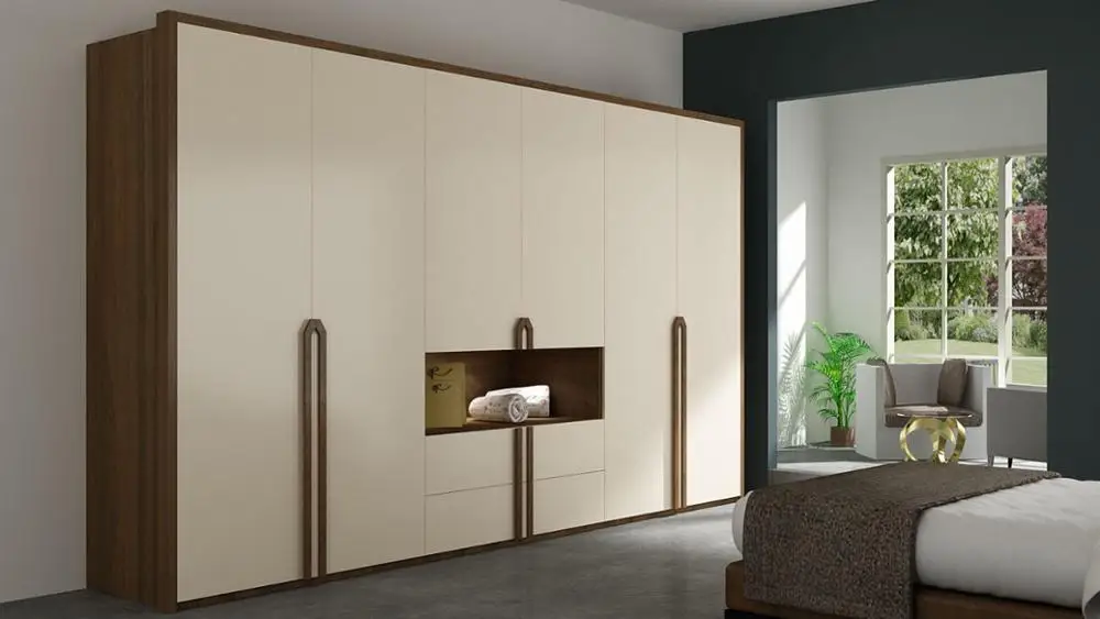 Small and Modern Wardrobe Designs with Swing Black PVC Door