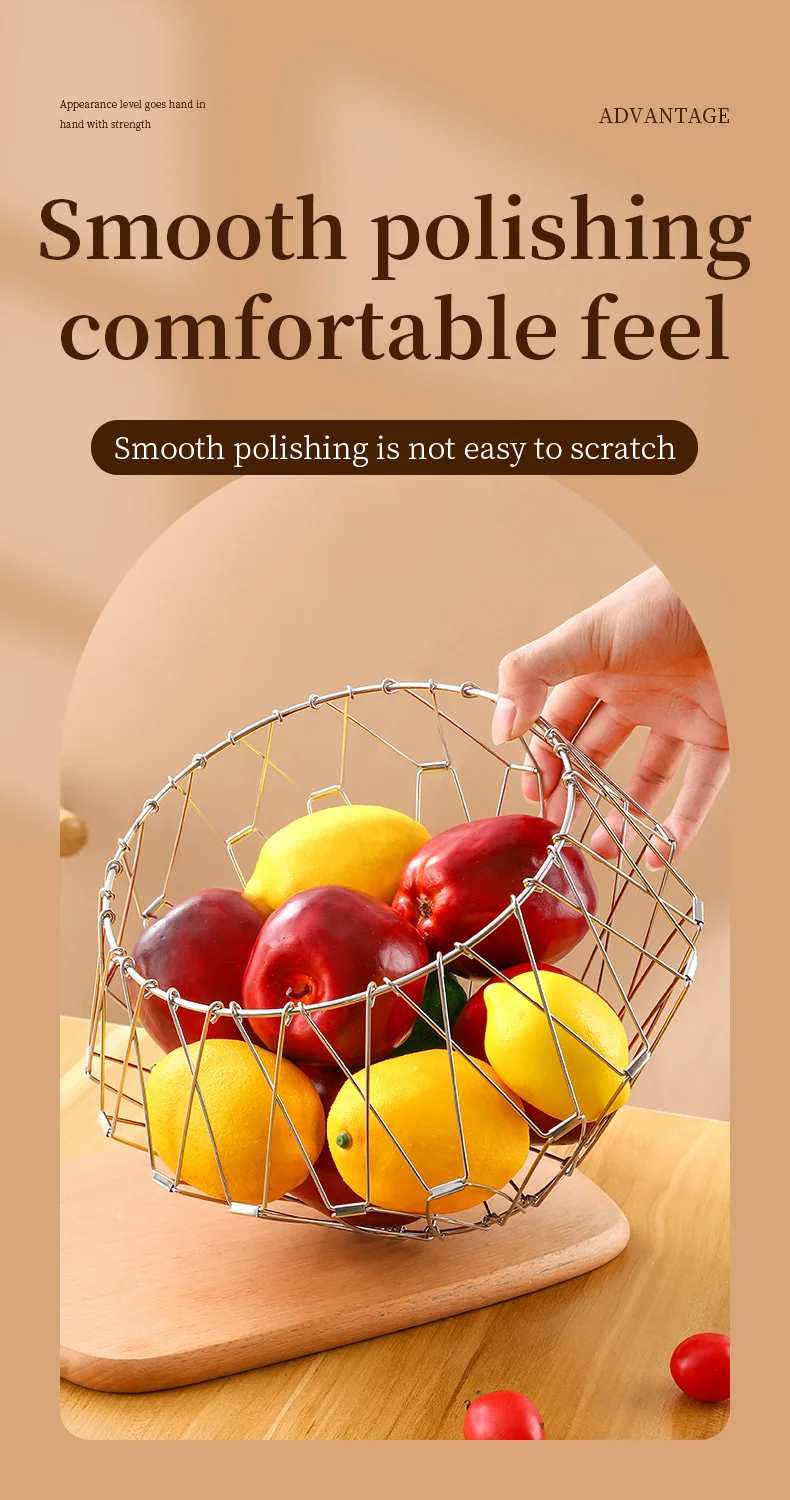 Creative Multifunctional Storage Basket Stainless Steel Household Fruit Tray Simple Telescopic Folding Flower Basket