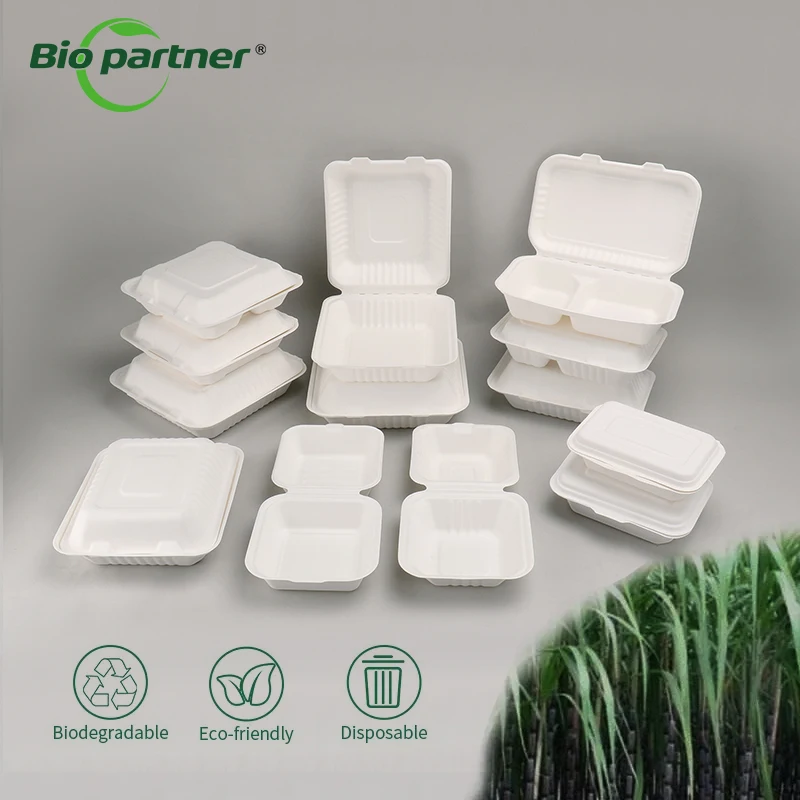 Custom Biodegradable Sugar Cane Bagasse Donut Pastry Cake Packaging Food  Container Eco Friendly Sugarcane Burger Box
