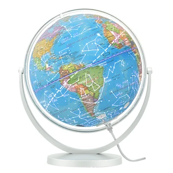 360 degree Rotating Silvery plastic Frame constellation lamp earth globe World map globe for decor gifts promotion teaching tool