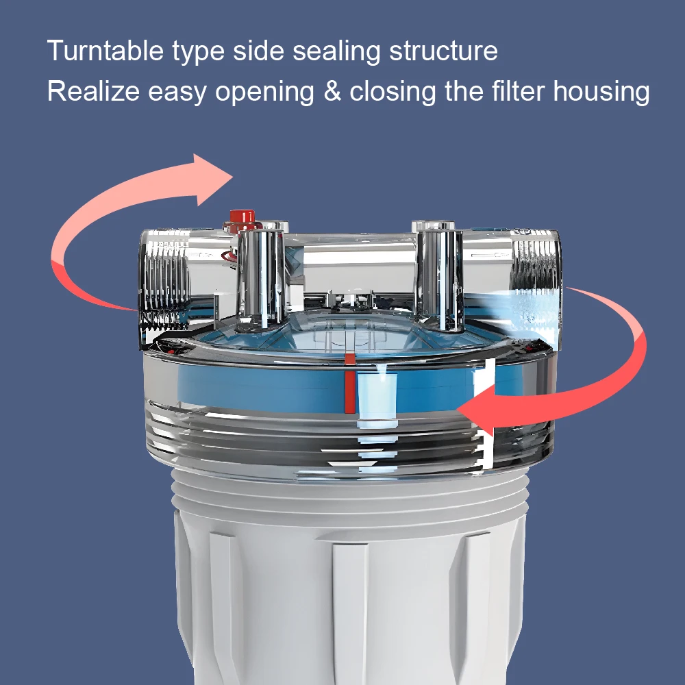 VC10M-7 10\" Brass Inline Water Filter Housing Manual Power Plastic Water Purifier for Household RO Reverse Osmosis