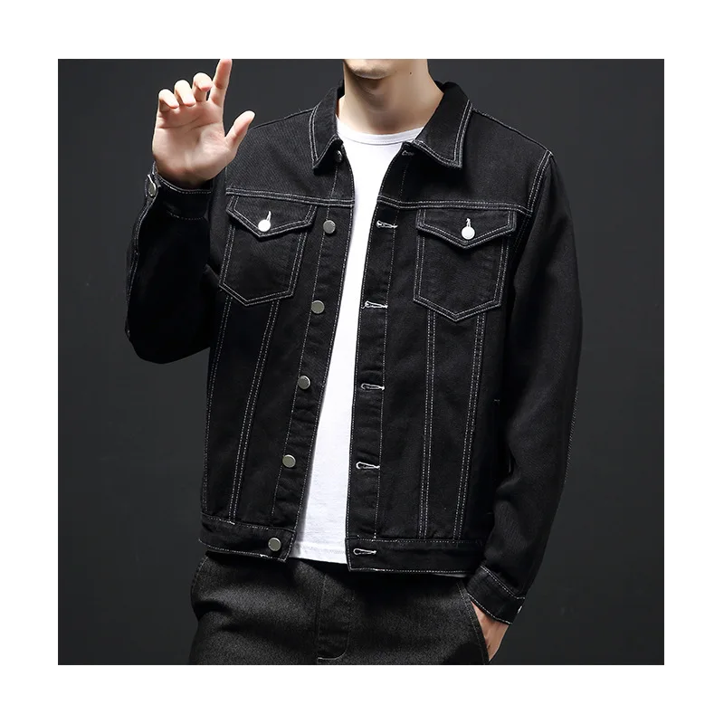 High Quality Cotton Denim Jacket Custom Men'S Long Sleeve Jacket Plus Size University Jeans Denim Jacket Coats for Man manufacture