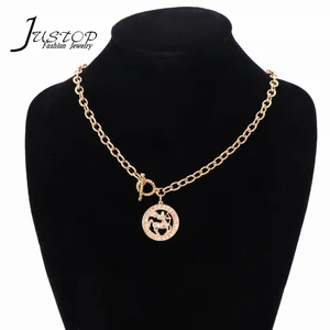 Hip Hop Charm Brass Minimalist Women Jewelry Pendants Dainty Circle Necklace
