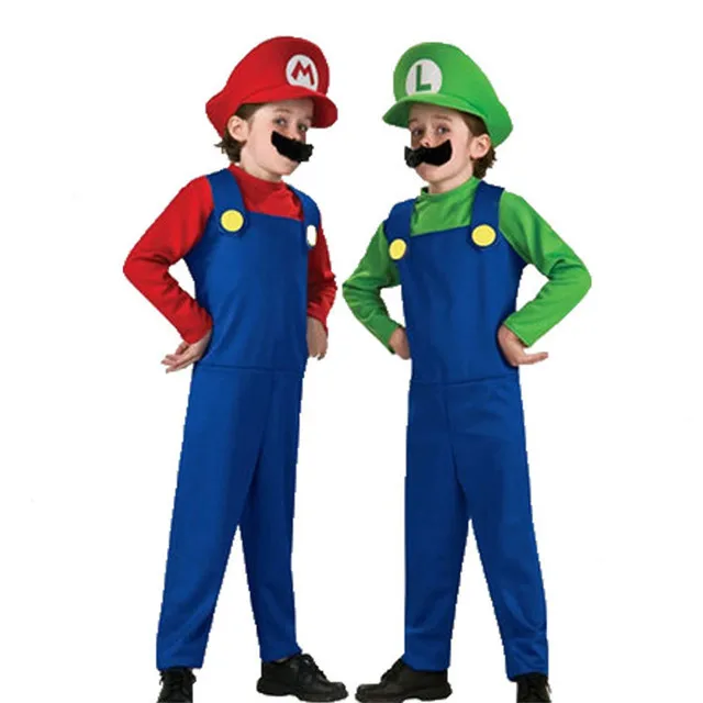 Костюмы для косплея игр Луиджи Супер Марио сантехники для мужчин женщин мальчиков девочек комбинезоны + платье + шляпа + усы вечерний маскарадный костюм