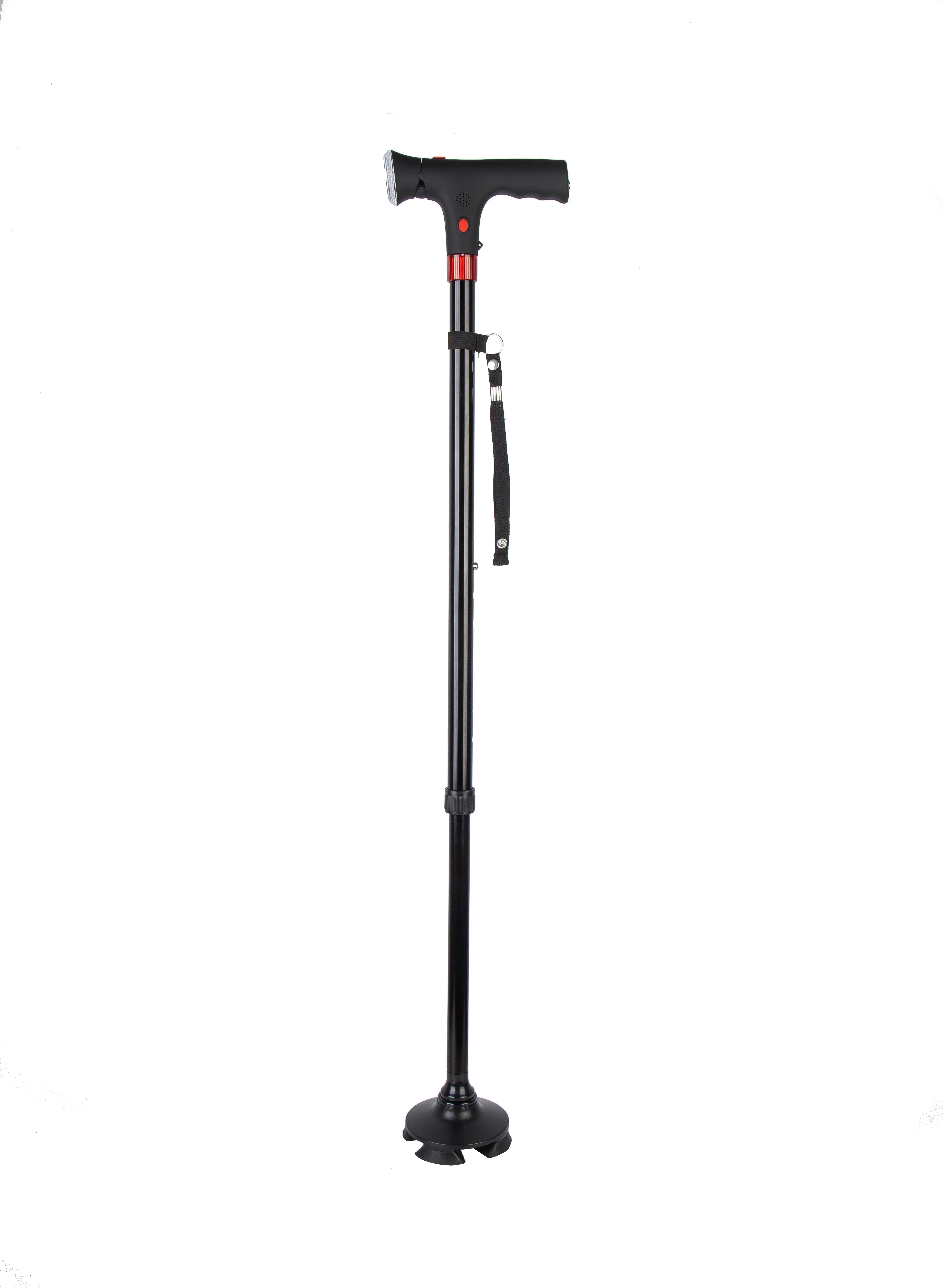 Fashionable T-handle Portable Folding Guide Adult Lady Man Adjustable Aluminum Walking Cane with Light
