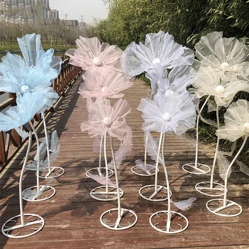 A-172 Wholesale Organza Flowers Large Rose Giant Poppy Flower Organza Standing Flower
