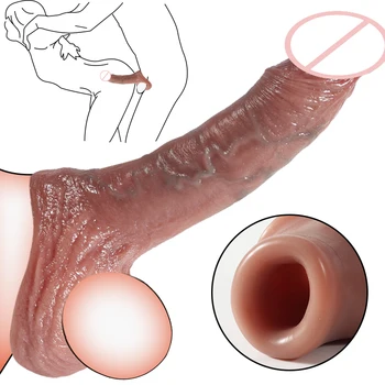 High Quality Extension Cock Sleeve Reusable Silicone Penis Big Dildo Enhancer Adult Sex Toys for Men