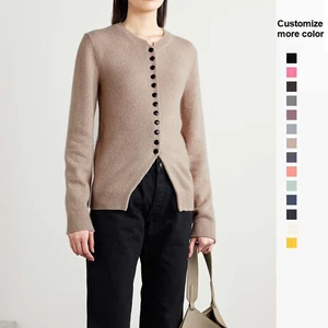 Factory Custom Korea Vintage Style O-Neck Button Winter Knitted Sweater Solid Long Sleeve Winter Outerwear Women's Cardigan