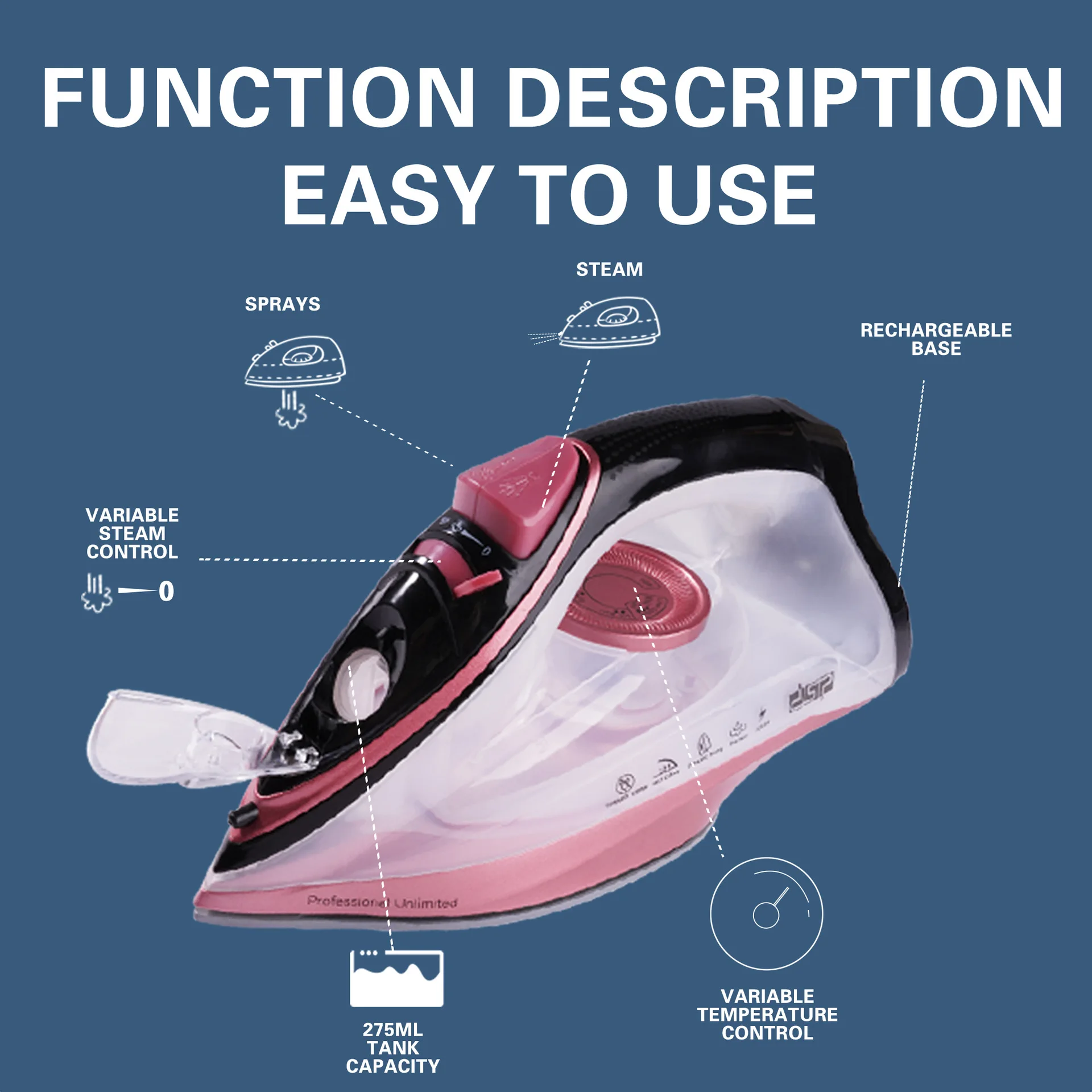 Cordless Steam Iron Steamer Electric Irons For Clothes Mini Steam Iron Steam Iron For Laundry