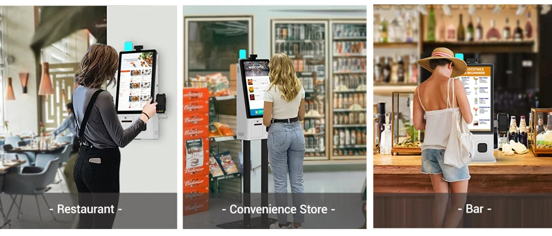 Self Order Sign Wall Mounted 24 Inch Self Order Food Menu Interactive Kiosk Touch ...