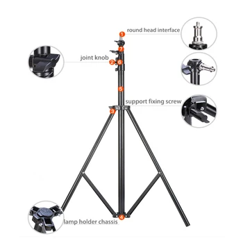 BY-806 280cm Metal Photo Studio Light Stand Adjustable Height Three Section Tripod for Video Camera Accessories detail image